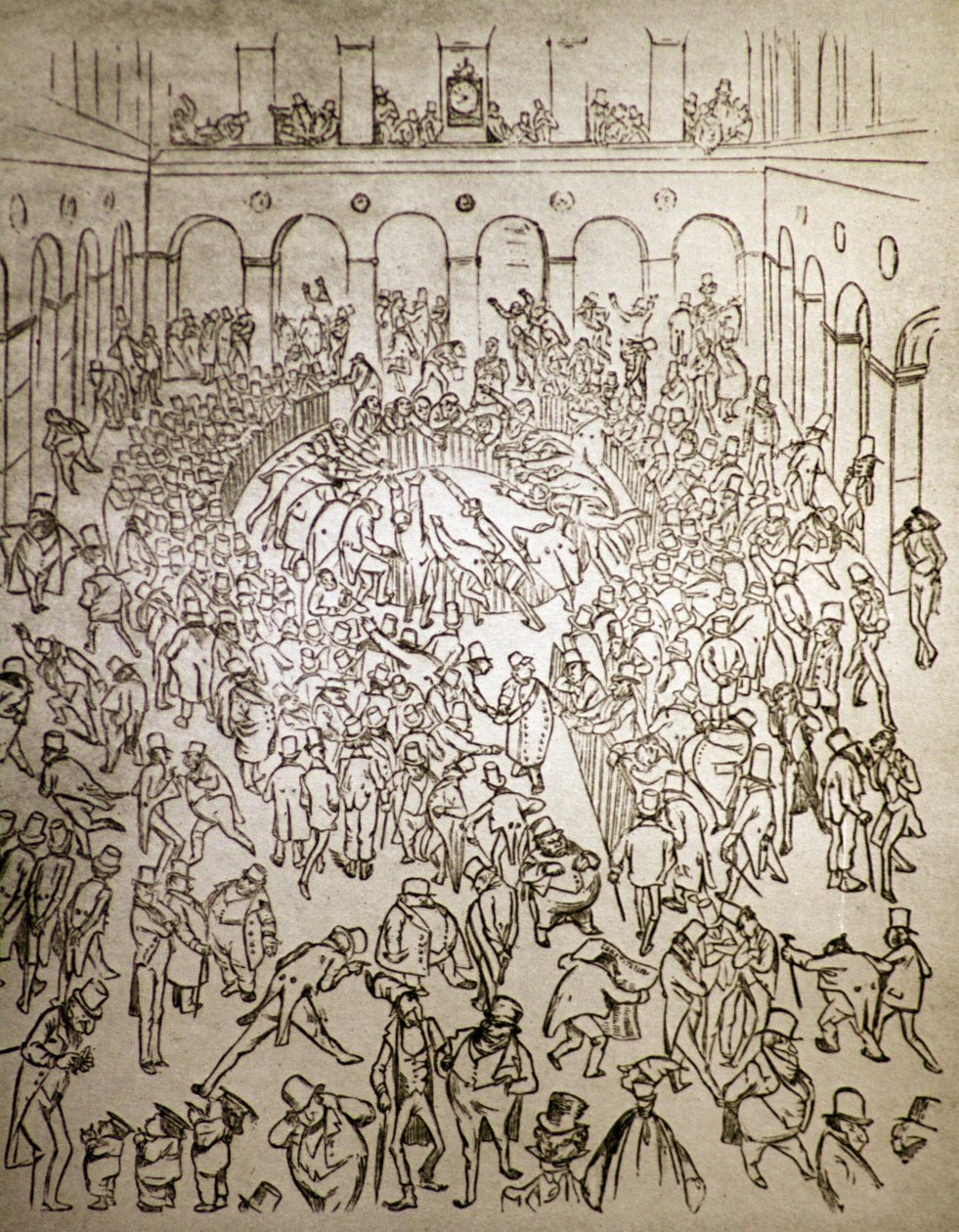Den hektiska kapitalistiska världen på Parisbörsen, av Gustave Dore av Gustave Dore