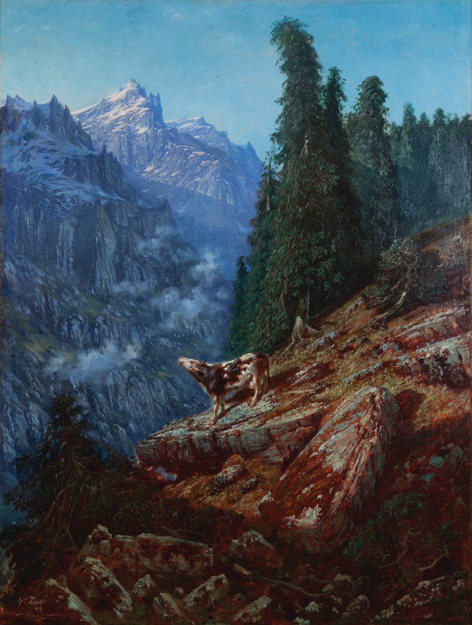 Den förlorade kon 1852 (Olja på duk) av Gustave Dore