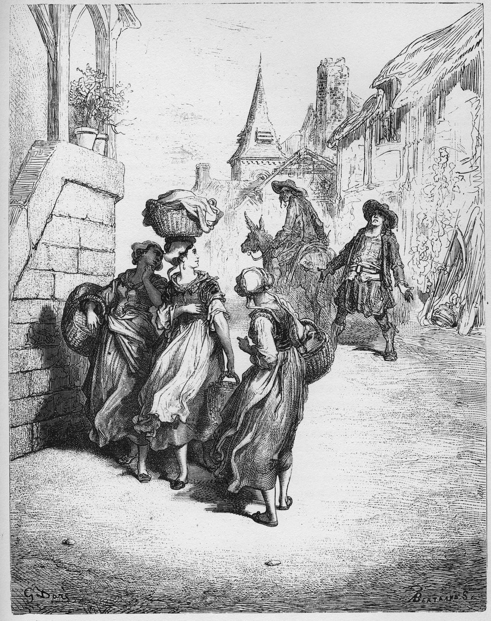 Mjölnaren, hans son och åsnan - från "Fables" av Jean de La Fontaine av Gustave Dore