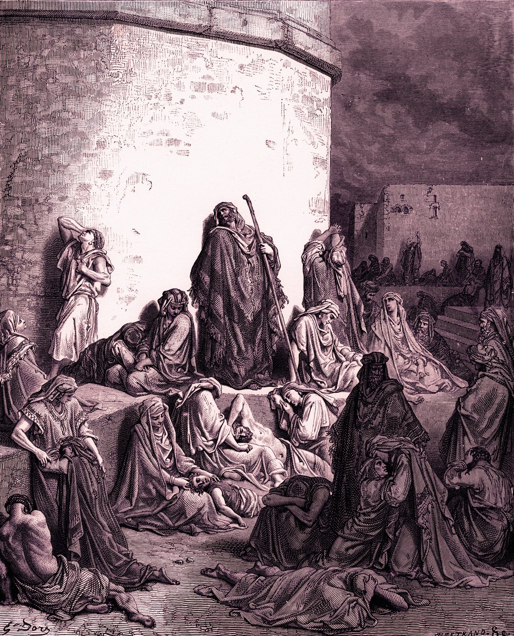 Folket sörjer över Jerusalem, av Doré - Bibeln av Gustave Dore