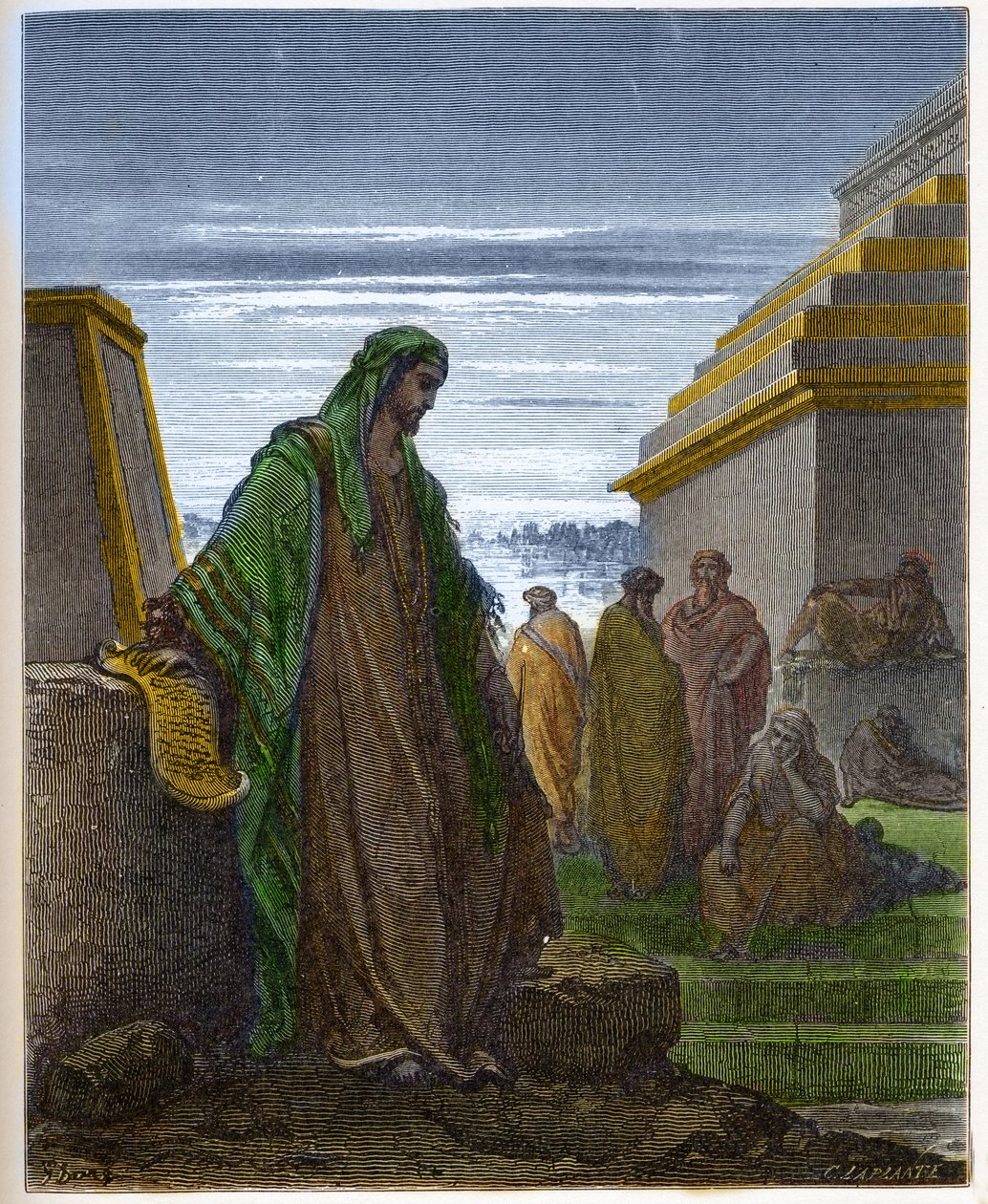 Profeten Daniel - - gravyr i "The Bible illustree" av Gustave Dore (1832-1883) - Gravyr från "" The Dore Bible"" av Gustave Dore