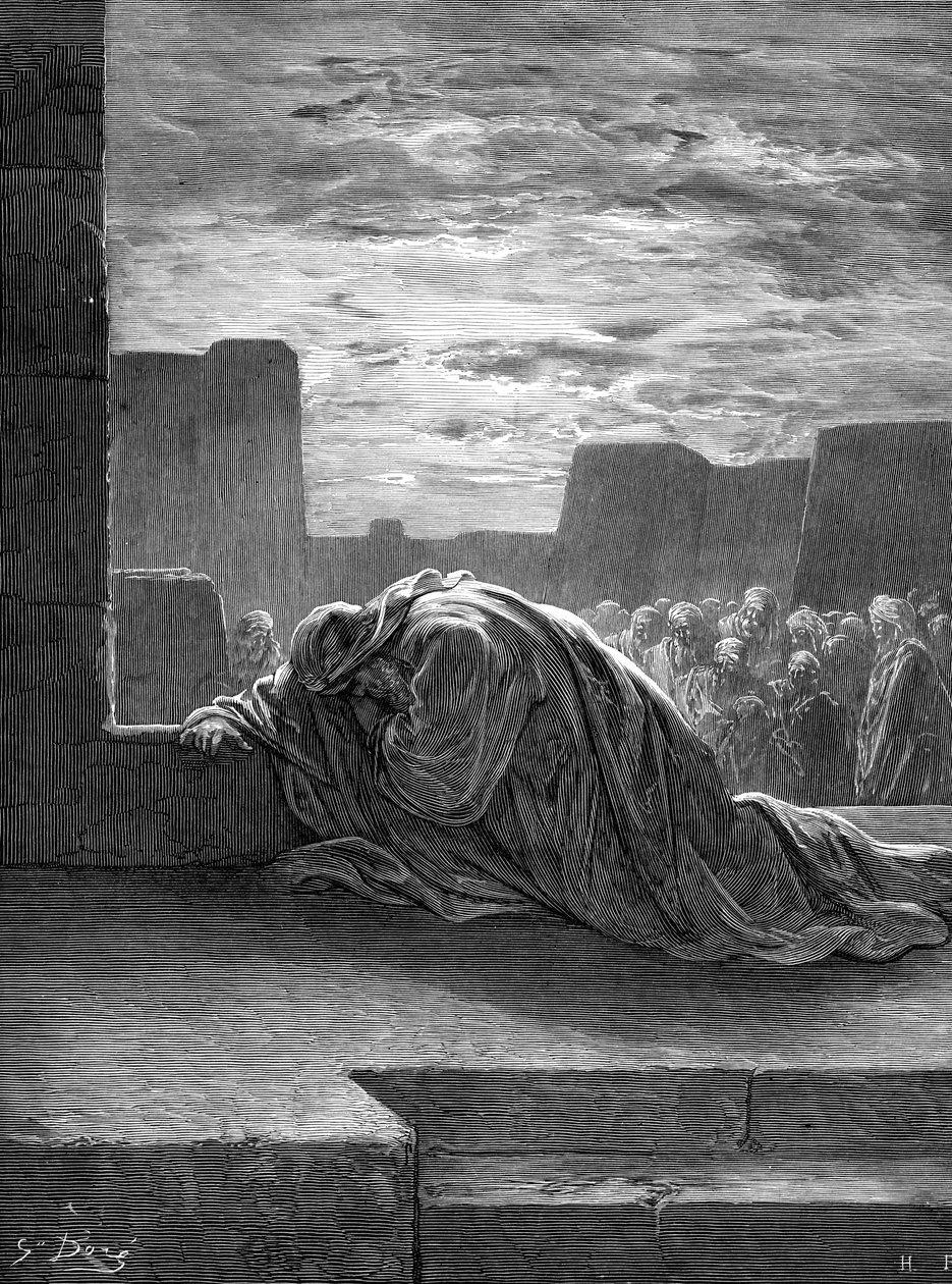 Profeten Ezra ber, av Gustave Doré. - Bibeln av Gustave Dore