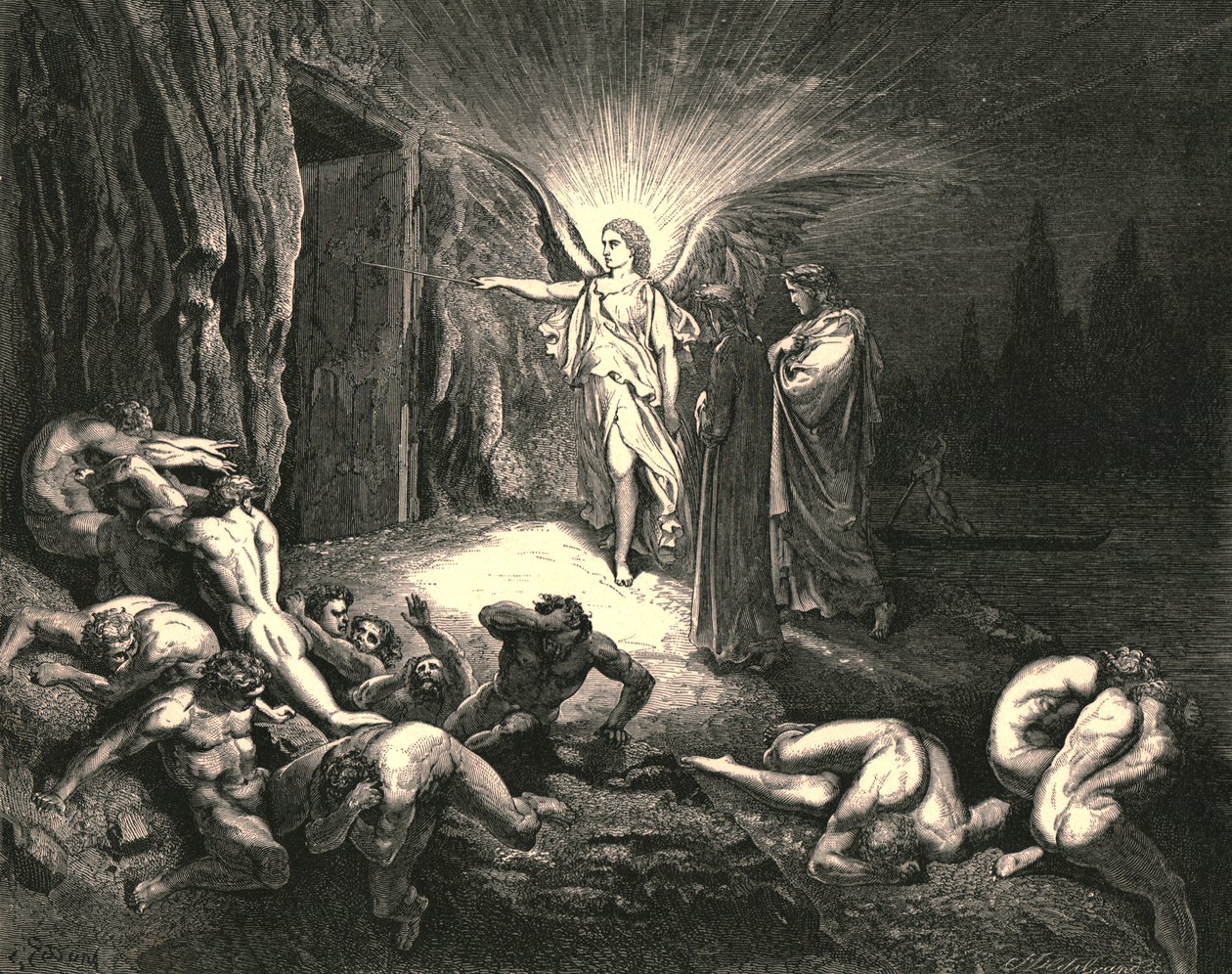 Till porten kom han och rörde vid den med sin trollstav, c1890. av Gustave Dore