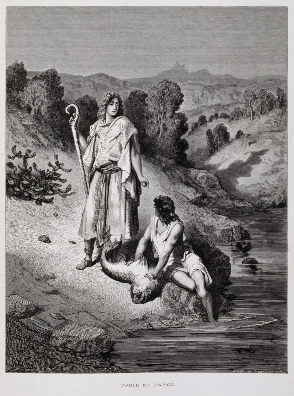 Tobias och ängeln, illustration från Dore-bibeln av Gustave Dore