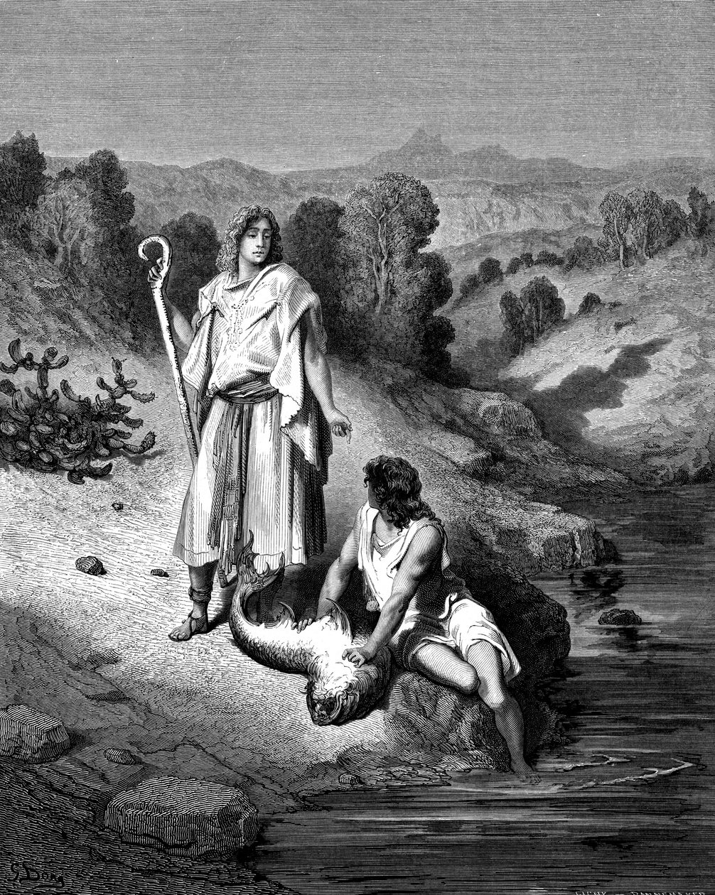 Tobias med ärkeängeln Rafael, 1865-1866 av Gustave Dore