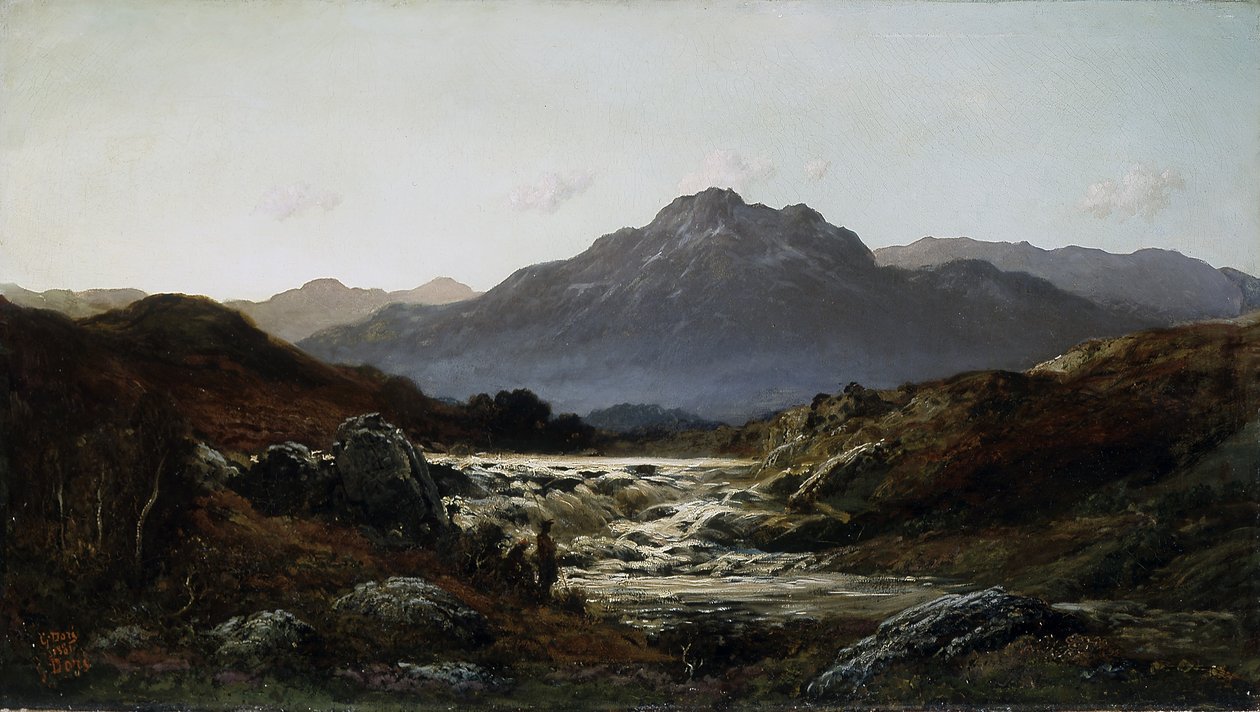 Torrent In The Highlands (olja på duk) av Gustave Dore