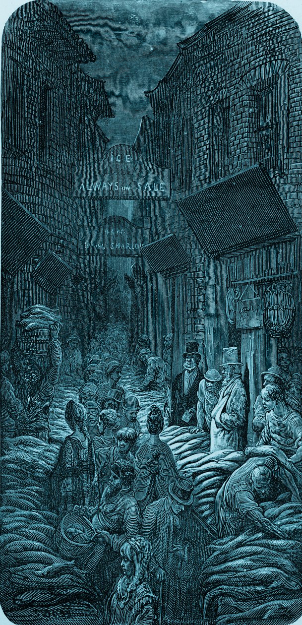 Viktoriansk fiskmarknadsgravyr av Gustave Doré av Gustave Dore