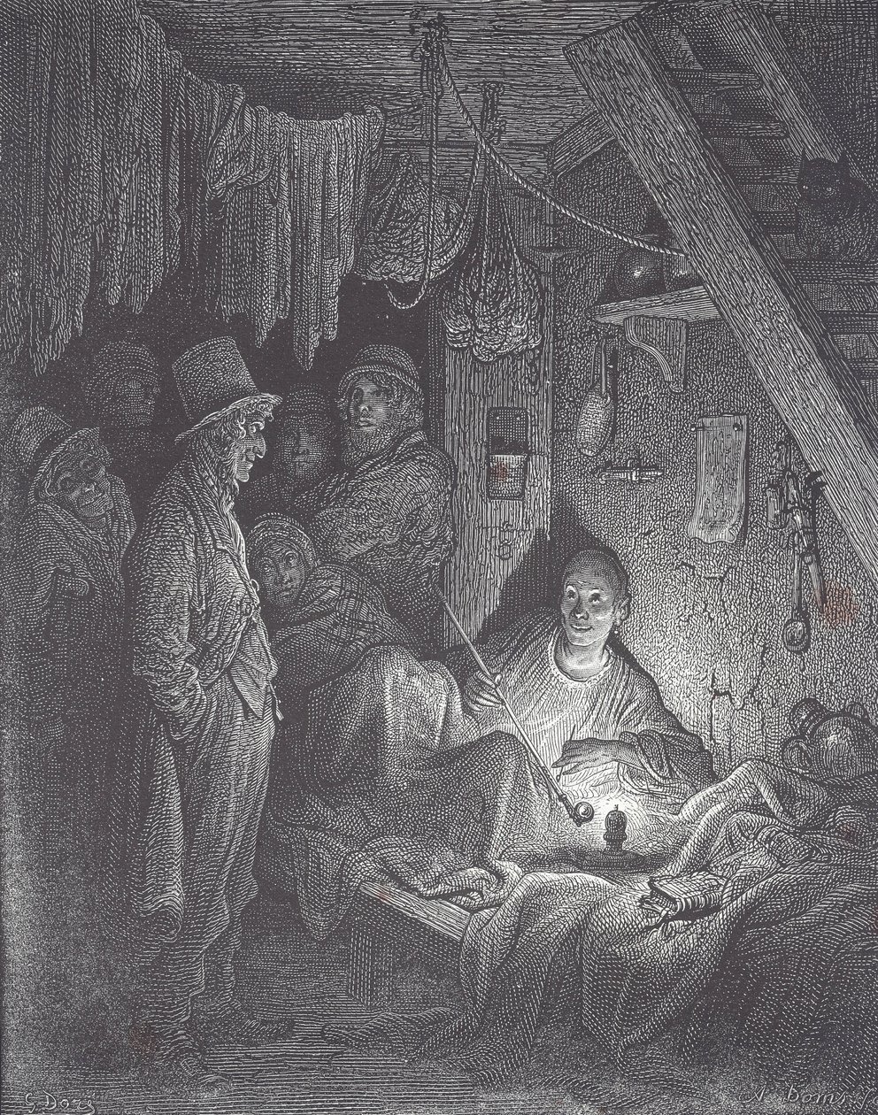 Viktoriansk opiumrökningshåla i London av Gustave Dore