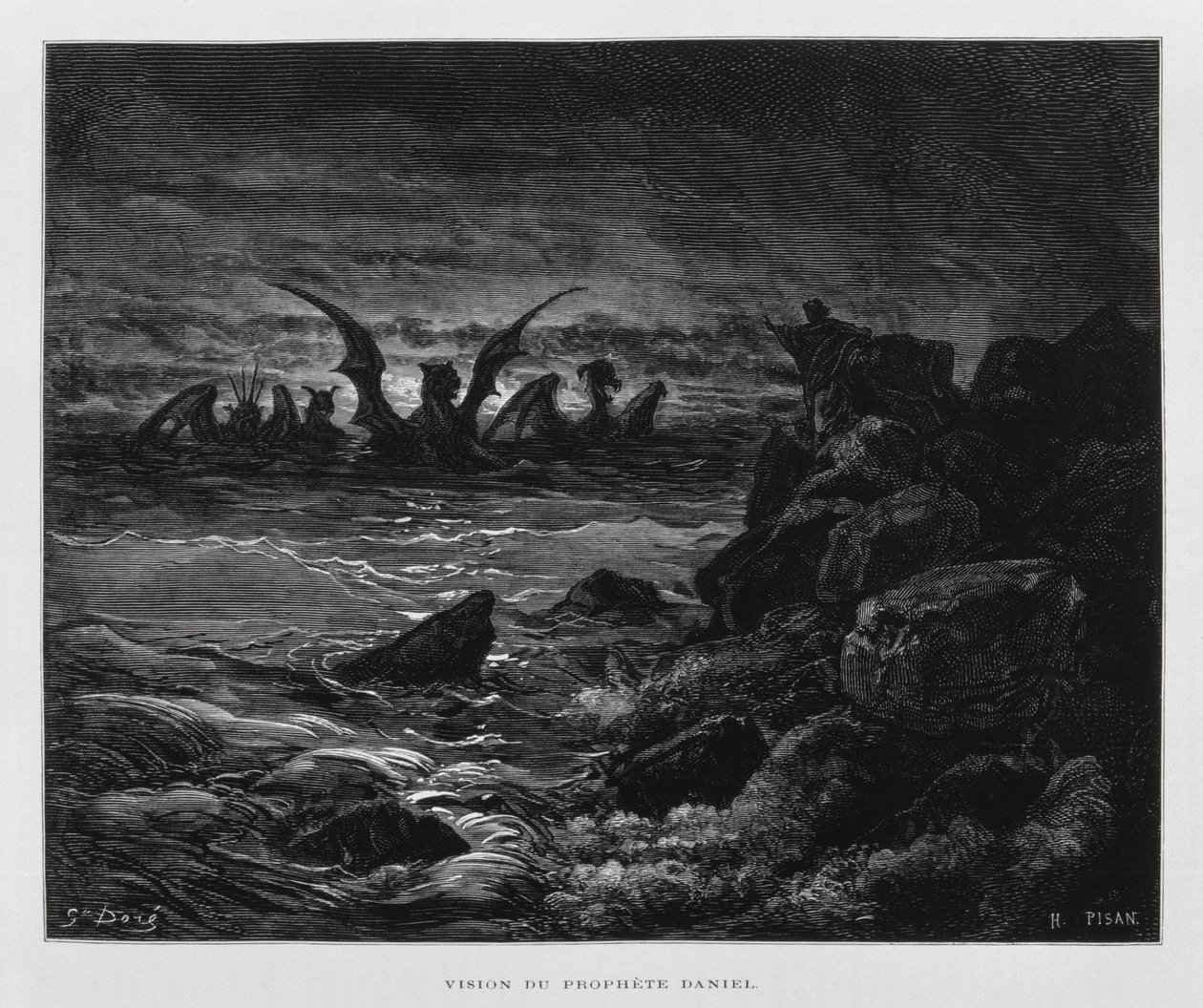 Profeten Daniels vision, illustration från Dore-bibeln av Gustave Dore