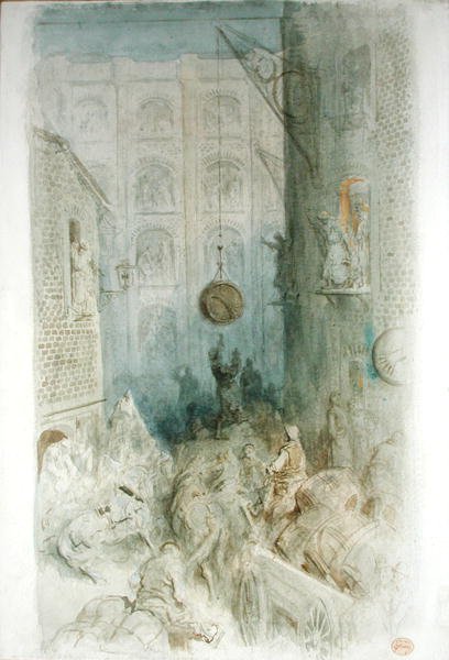 Warehouses, London (penna & bläck och akvarell på papper) av Gustave Dore