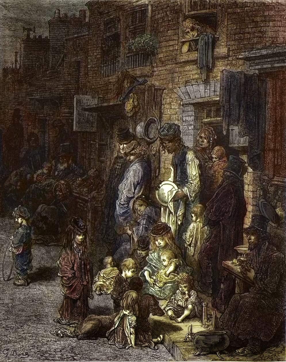 Wentworth Street, Whitechapel - från "London, a Pilgrimage", skriven av William Blanchard Jerrold (1826-94) - illustrationer av Gustave Dore - 1872 - av Gustave Dore