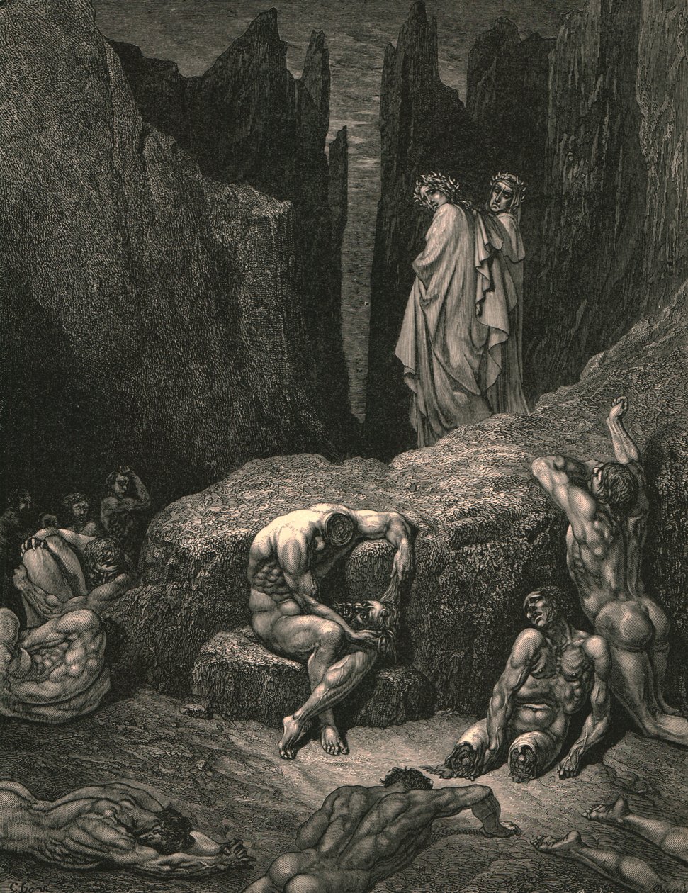 Därför fäster du ännu ditt syn nedan bland de lemlästade och eländiga skuggorna, c1890. av Gustave Dore