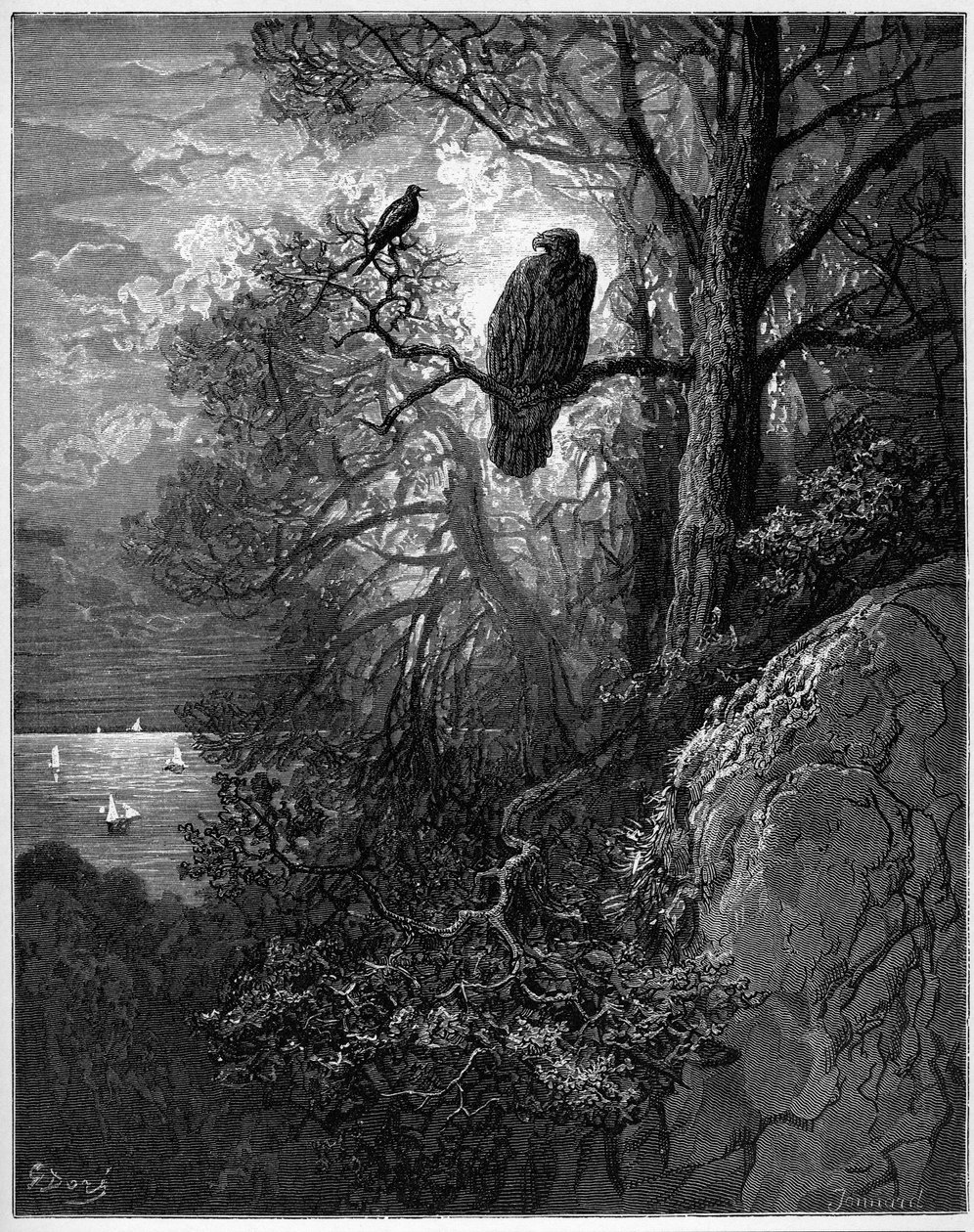 örnen och skatan - örnen och skatan - från "Fables" av Jean de La Fontaine av Gustave Dore