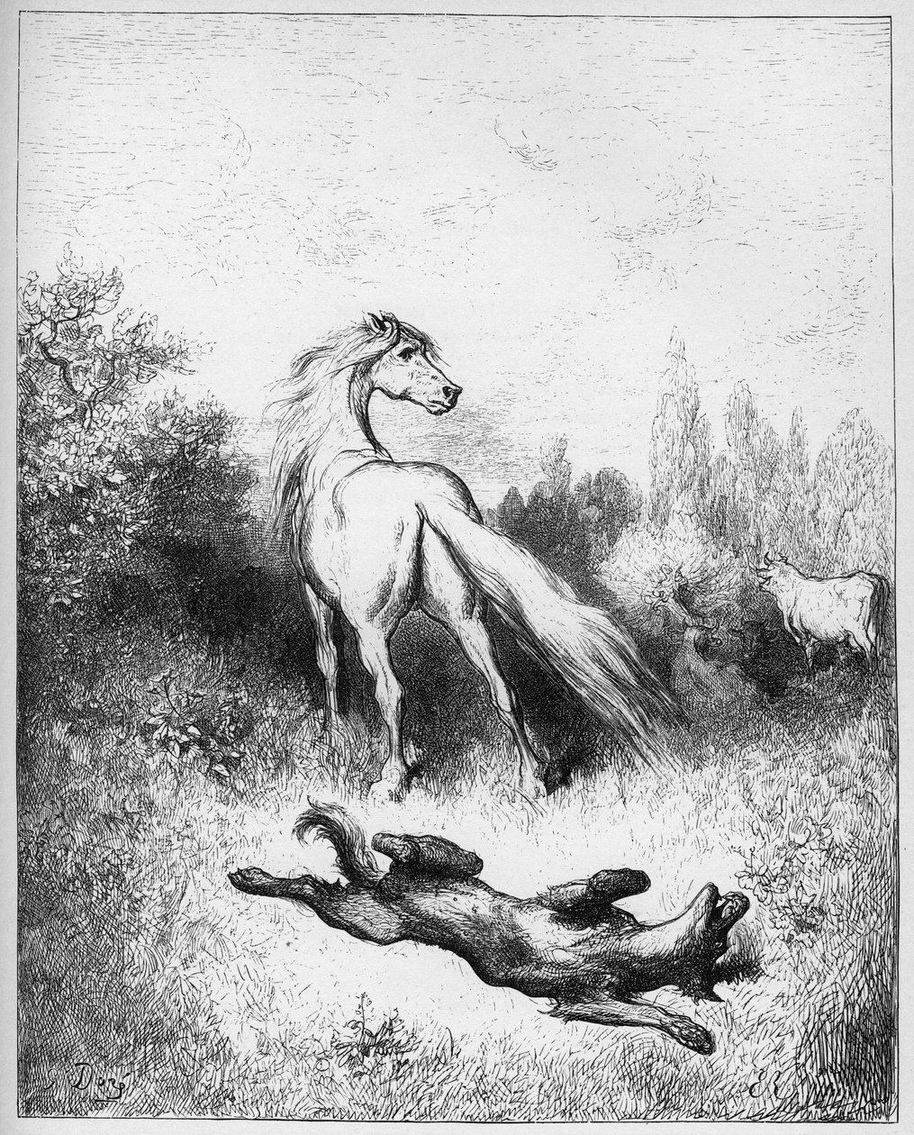 hästen och vargen - Hästen och vargen - från "Fables" av Jean de La Fontaine av Gustave Dore