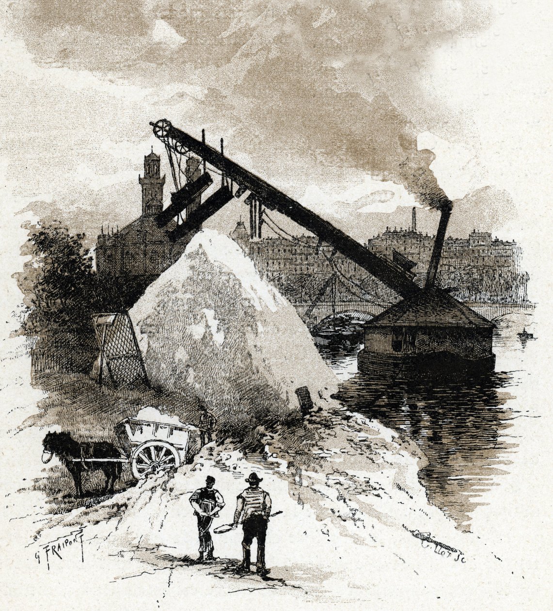 Sandväghyvlar på floden Seine nära pont de l