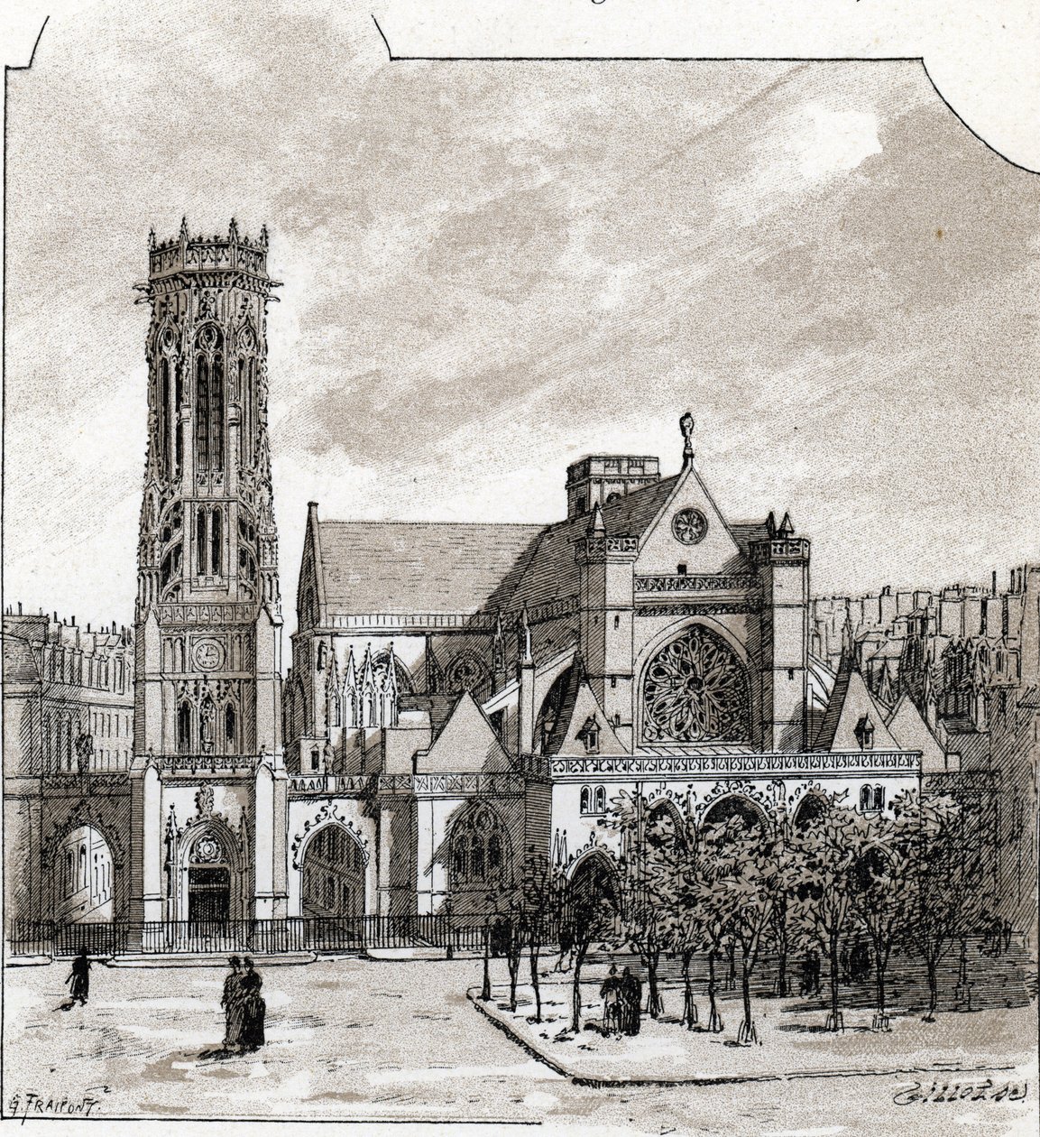 Utsikt över kyrkan Saint Germain l