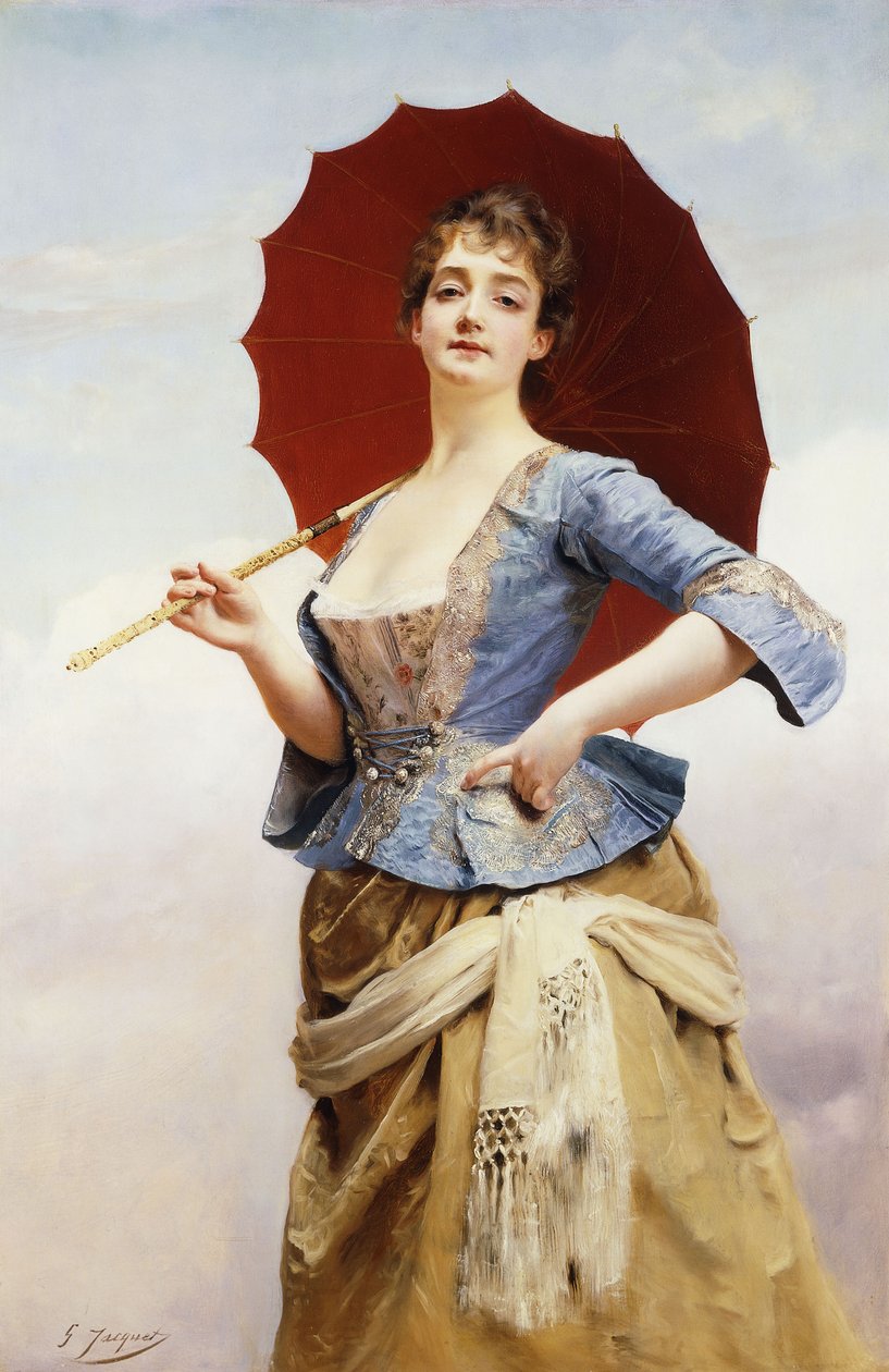 En dam med ett parasoll, av Gustave Jacquet