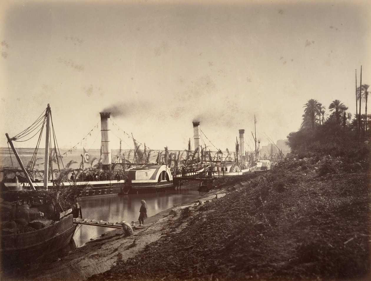 Fest av S. A. Ismaïl Pasha ombord på LL:s båtar. Till A. les princes, januari 1867, 1867. av Gustave Le Gray