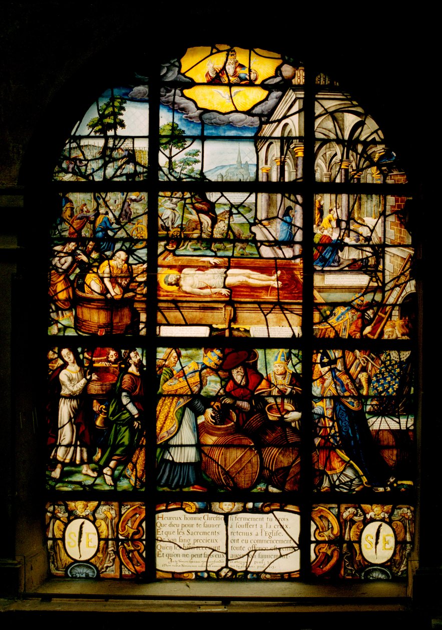 Saint-Etienne du Mont kyrka, fönsterglas föreställande den döde Kristus (målat glas) av Gustave Le Gray