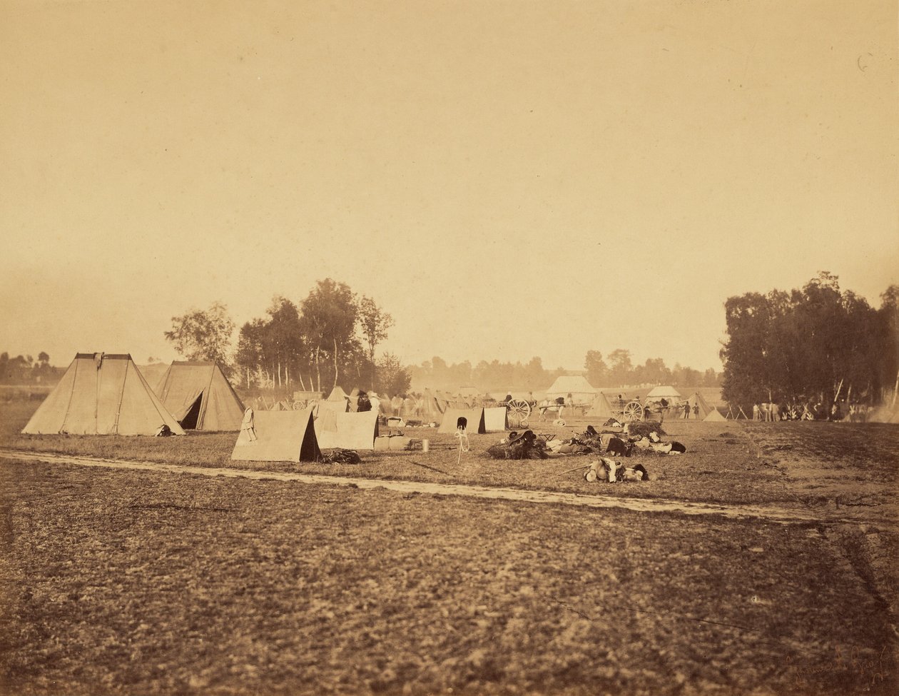 [Tält och militär utrustning, Camp de Chalons] av Gustave Le Gray