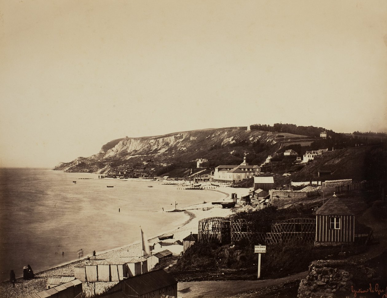Stranden i Sainte-Adresse, med Dumont-baden av Gustave Le Gray