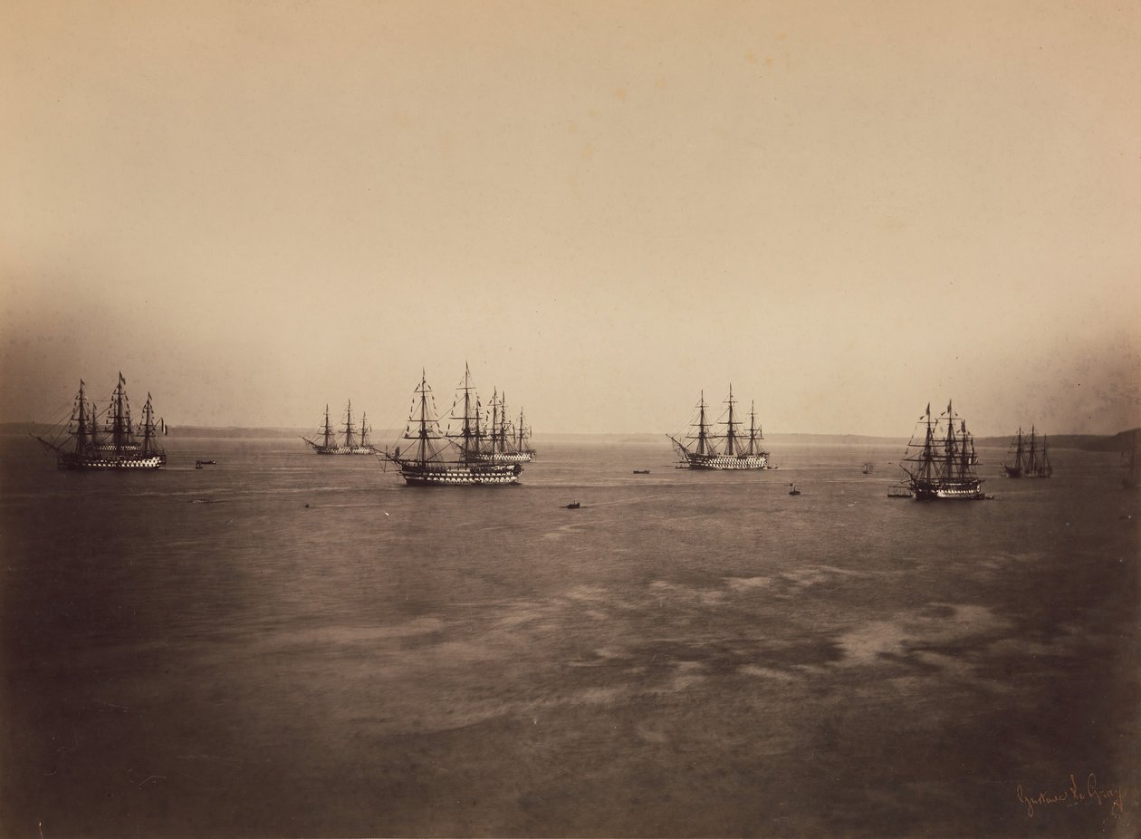 De franska och engelska flottorna, Cherbourg, augusti 1858. av Gustave Le Gray