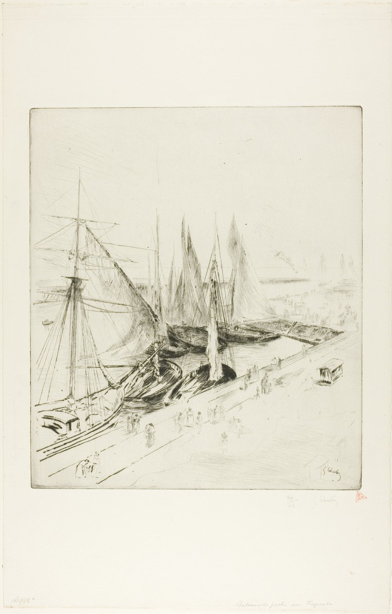 Tréports fiskebåtar av Gustave Leheutre