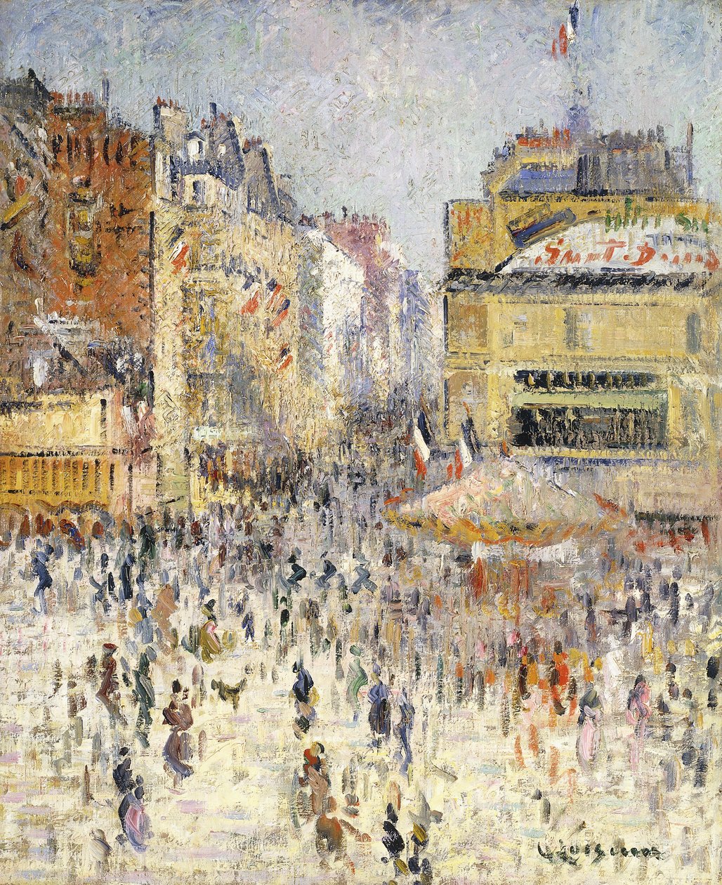 Bastilledagen på Rue de Clignancourt, Paris; Fjortonde juli i Paris, Rue de Clignancourt, av Gustave Loiseau