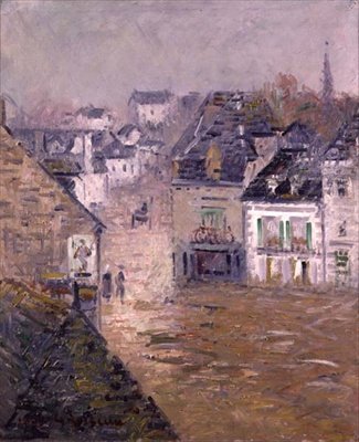 Fine Rain, Pont Aven, ca 1922 (olja på duk) av Gustave Loiseau