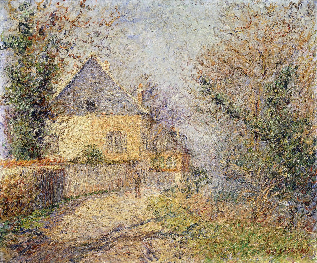 Hus på stranden av L "Eure, Louviers; Maisons au Bord de L" Eure, Louviers, 1902 av Gustave Loiseau
