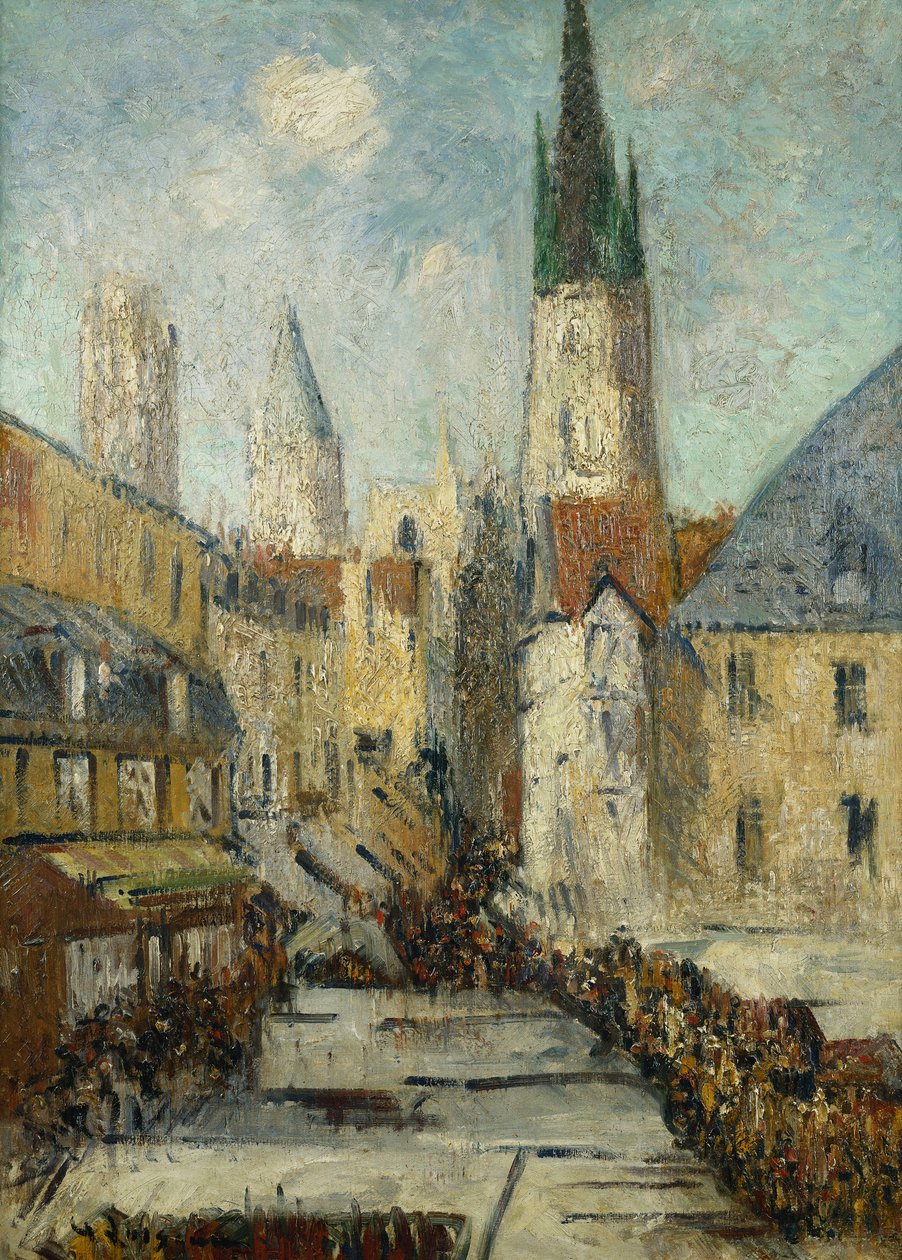 Rue de l"Epicerie och katedralen i Rouen, ca 1929 av Gustave Loiseau