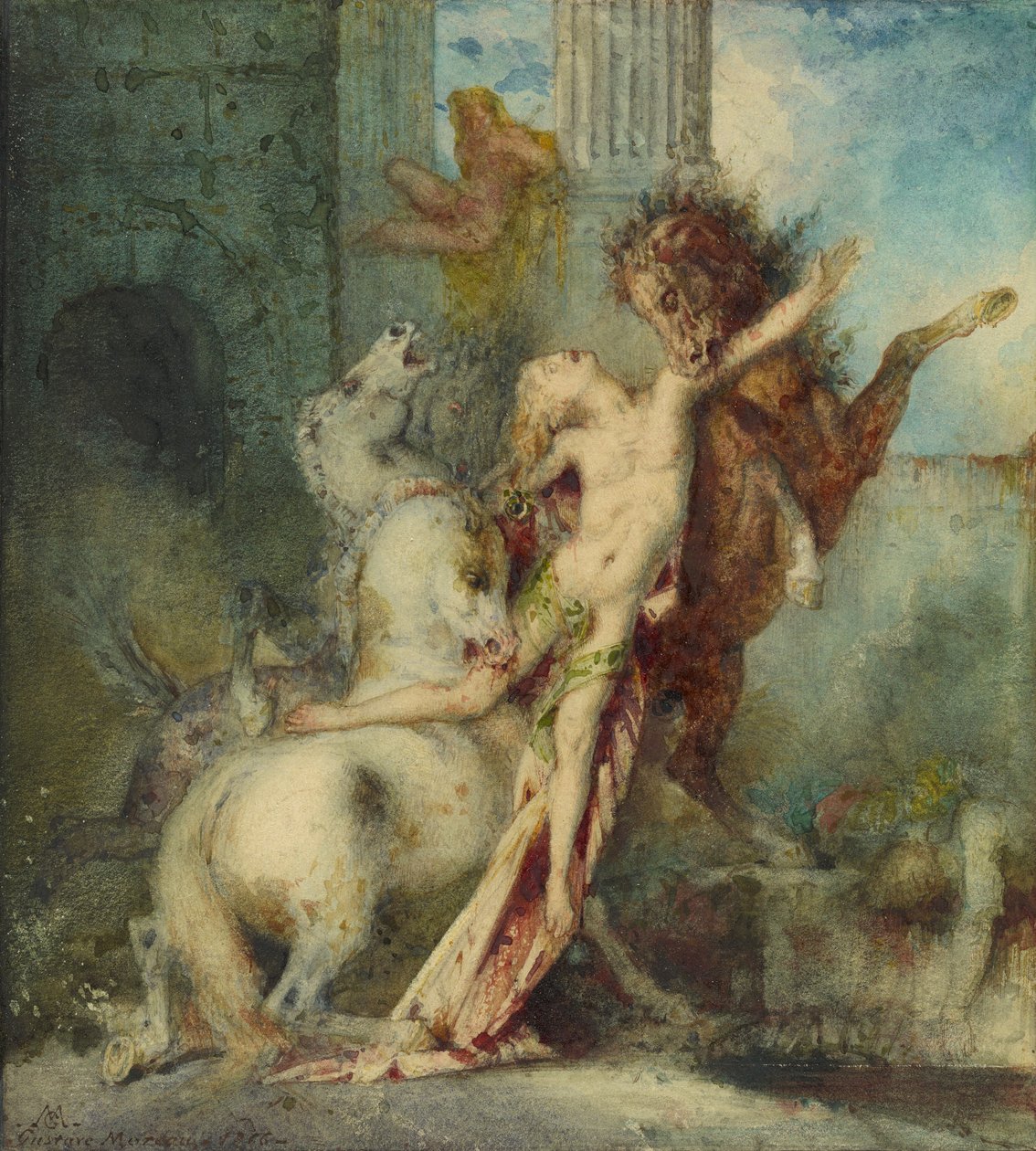 Diomedes slukas av hästar av Gustave Moreau