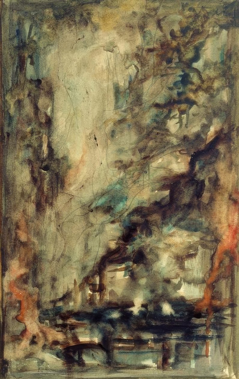 Skiss (för de två äventyrarna och talismanen (?)) av Gustave Moreau