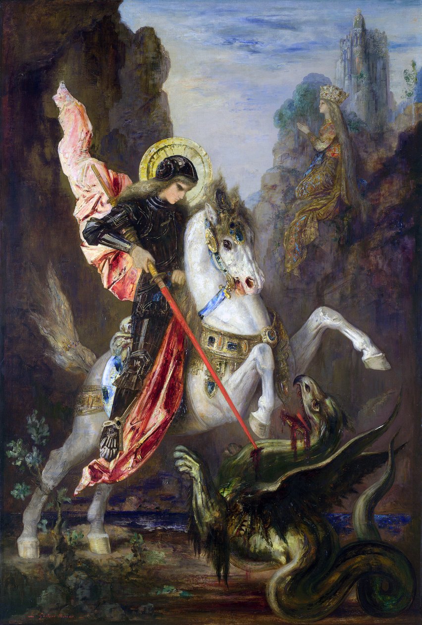 franska:  Saint-Georges et le dragon Saint George och draken av Gustave Moreau