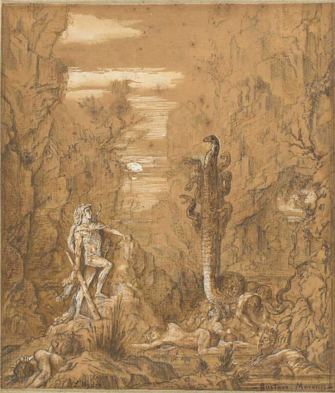 Herkules och Lernas hydra av Gustave Moreau