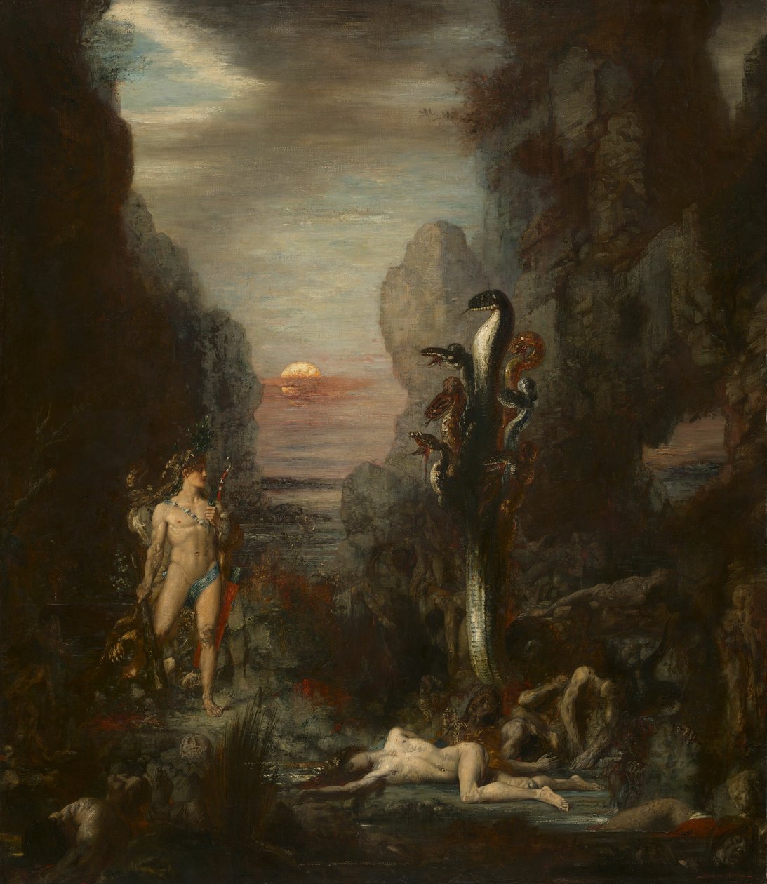 Herkules och Lernaean Hydra av Gustave Moreau