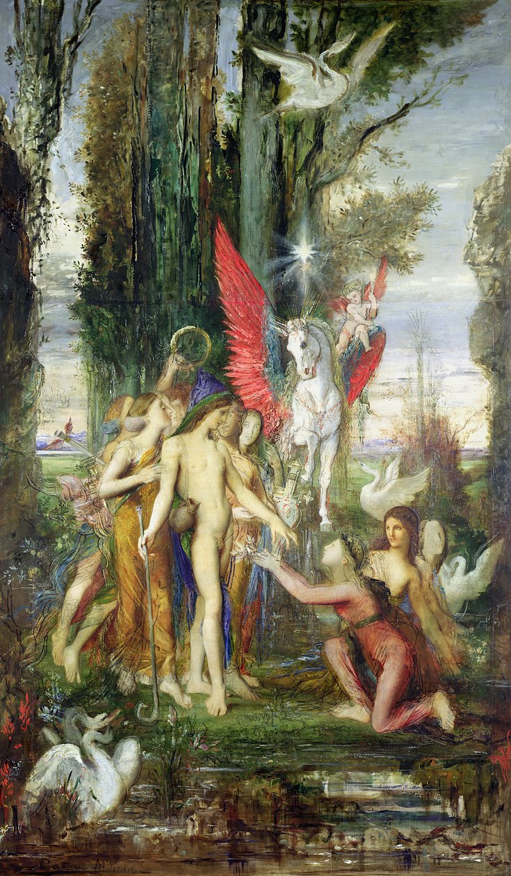 Hesiod (c.700 f.Kr.) och muserna av Gustave Moreau