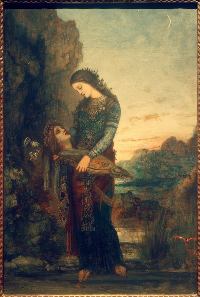 Ung thraker med huvudet av Orfeus av Gustave Moreau