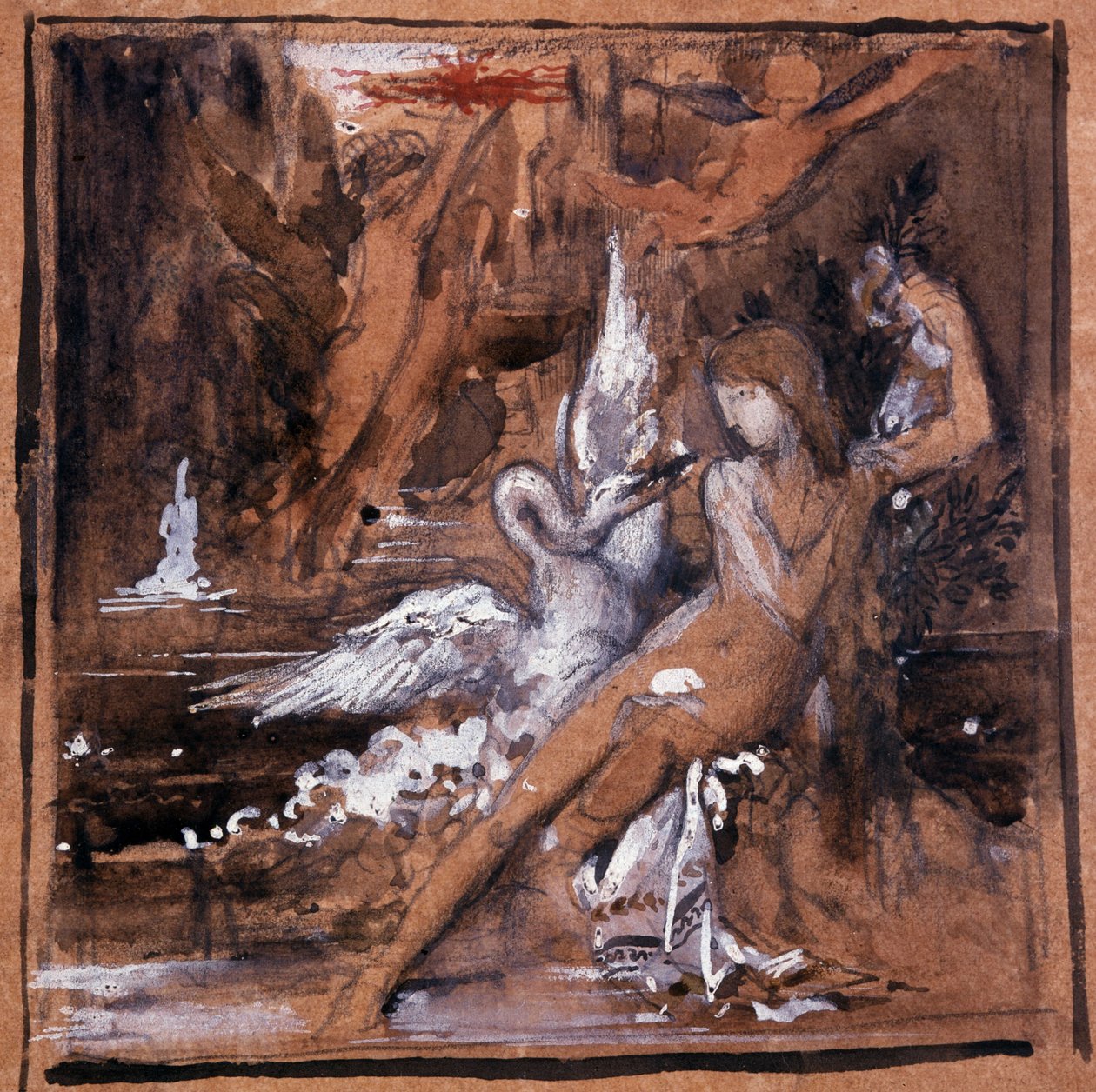Leda och Swan. Teckning av Gustave Moreau (1826-1898). av Gustave Moreau