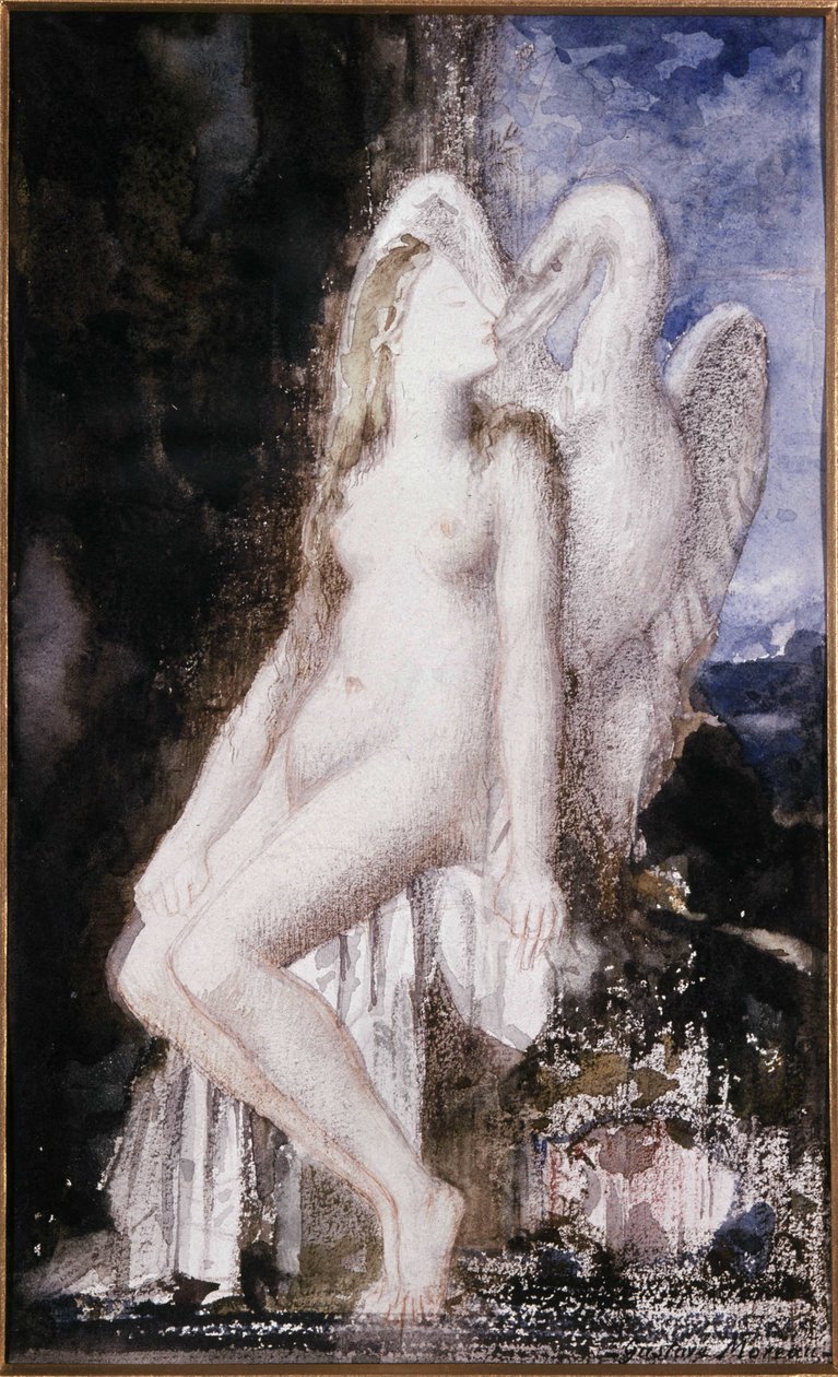Leda och Swan. Teckning av Gustave Moreau (1826-1898). av Gustave Moreau