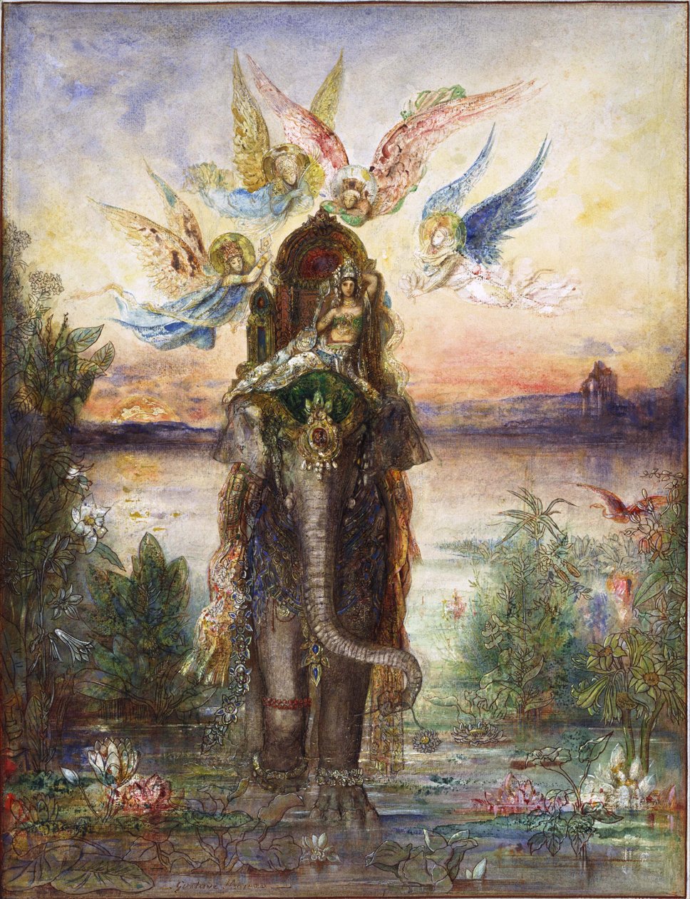 ""Peri, helig elefant"" Målning av Gustave Moreau (1826-1898) 1882 National Museum of Western Art, Tokyo Japan av Gustave Moreau