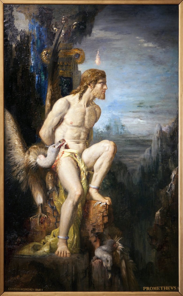 Promethee. Oljemålning på duk av Gustave Moreau (1826-1898). Fotografi, KIM Youngtae, Paris, Musee Gustave Moreau. av Gustave Moreau