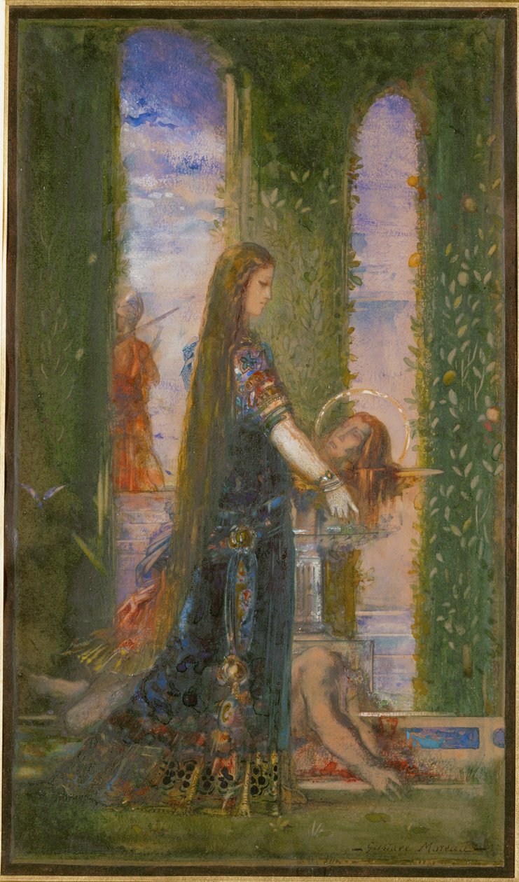 Salome i trädgården eller Salome med Johannes döparens huvud (akvarell och gouache på papper) av Gustave Moreau