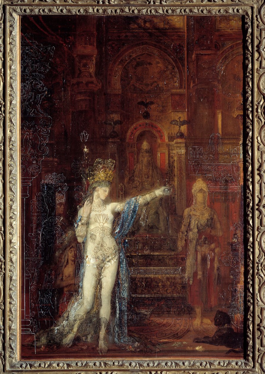 Salome tatuering. Salome dansar i Herodes festsal. Herode som sitter på en hög tron är fascinerad av magikerns skönhet. Målning av Gustave Moreau (1826-1898) av Gustave Moreau