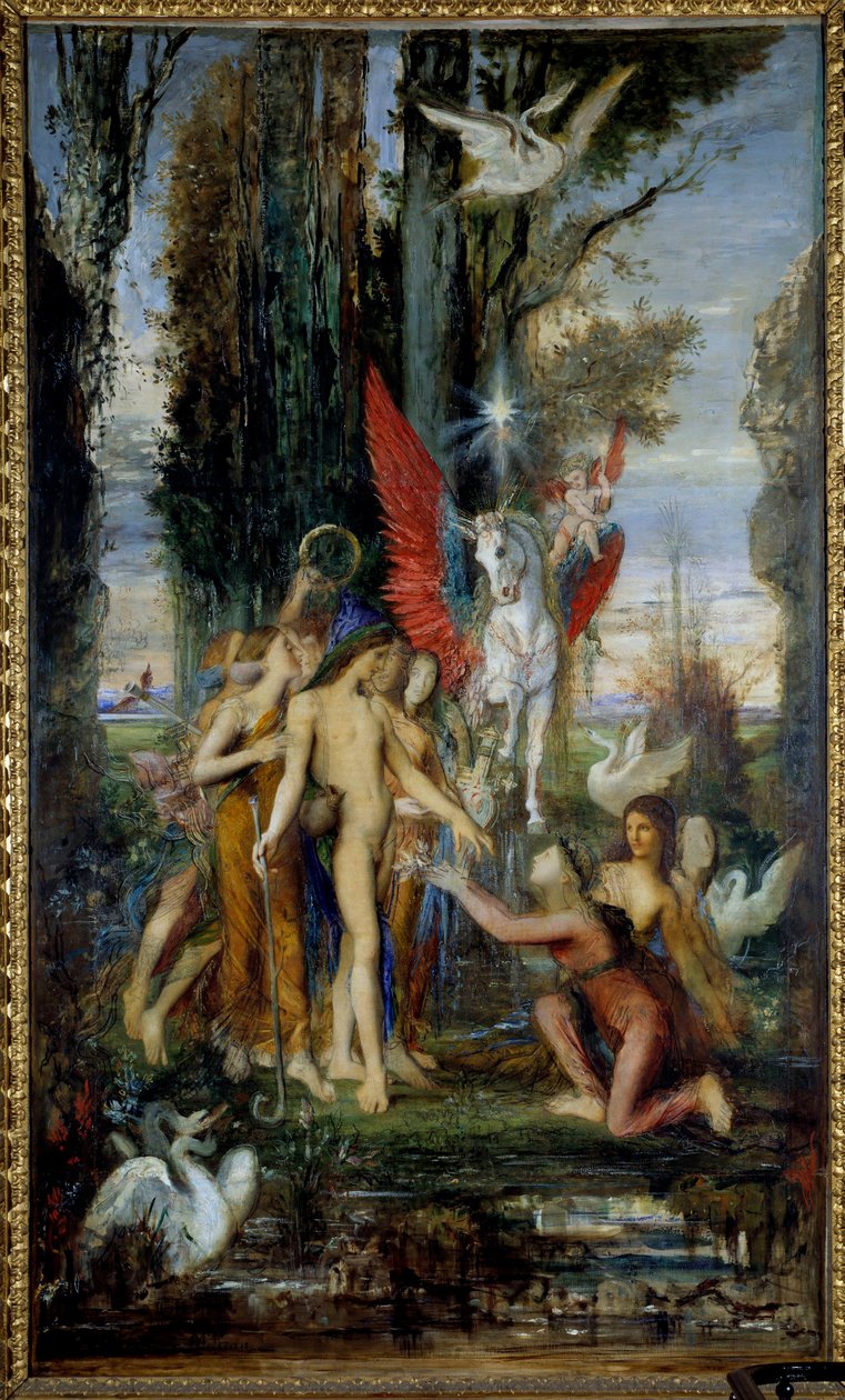 Den grekiske poeten Hesiode (700-talet f.Kr.) och muserna Målning av Gustave Moreau (1826-1898) 1800-talet, 263 x 155 cm Paris, Musee Gustave Moreau av Gustave Moreau