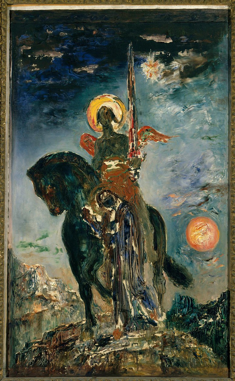 The Park and the Angel of Death Målning av Gustave Moreau (1826-1898) Sön. 1,10 X 0,37 m. Paris, Musée Gustave Moreau av Gustave Moreau