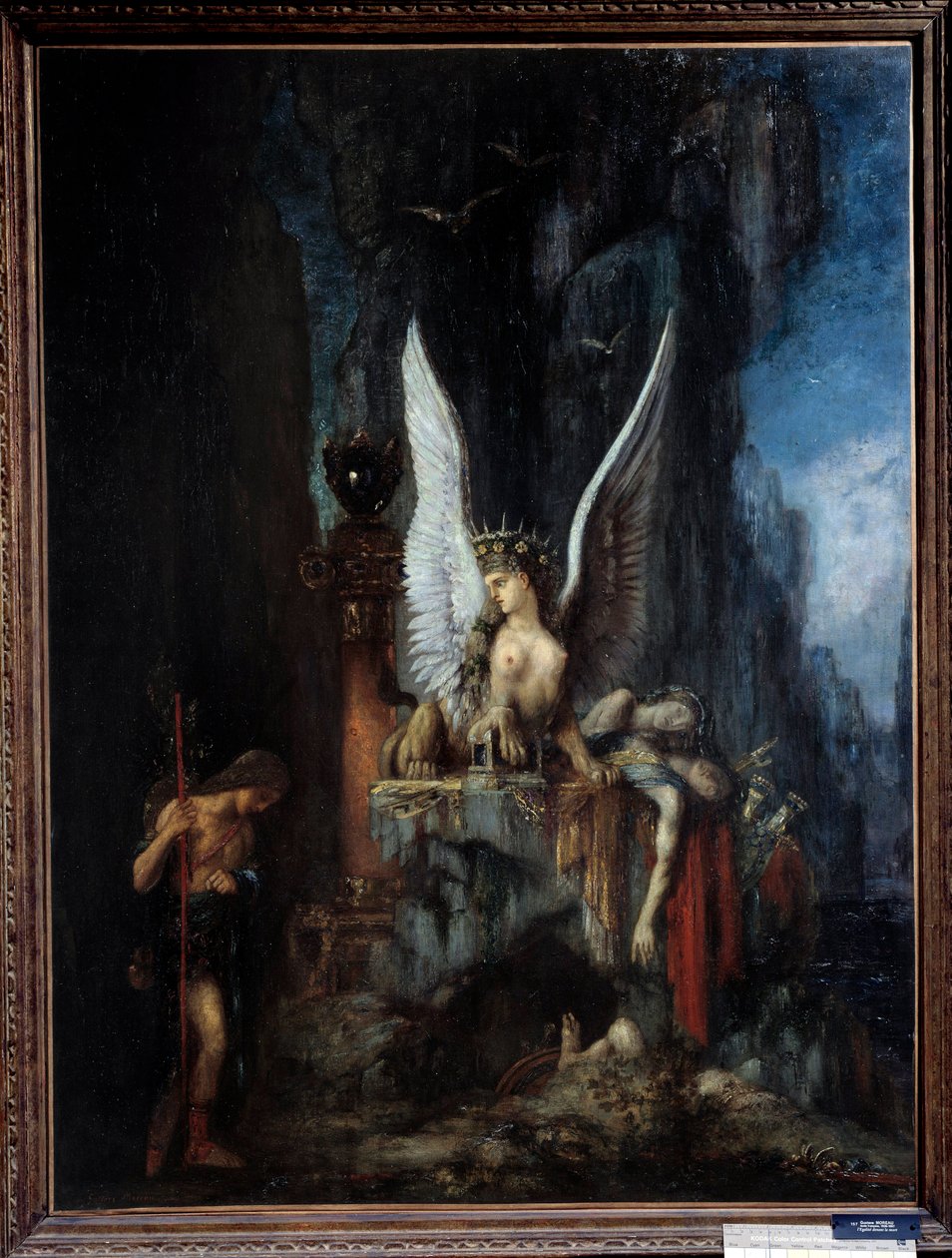 Resenären eller Oidipusresenären eller Egaliten före döden Oidipus framför sfinxen. Målning av Gustave Moreau (1826-1898) 1800-talets sön. 0,93x1,24 m Metz, musee des Beaux Arts. - Resenären eller Oidipus resenären eller jämlikhet före döden, av Gustave Moreau