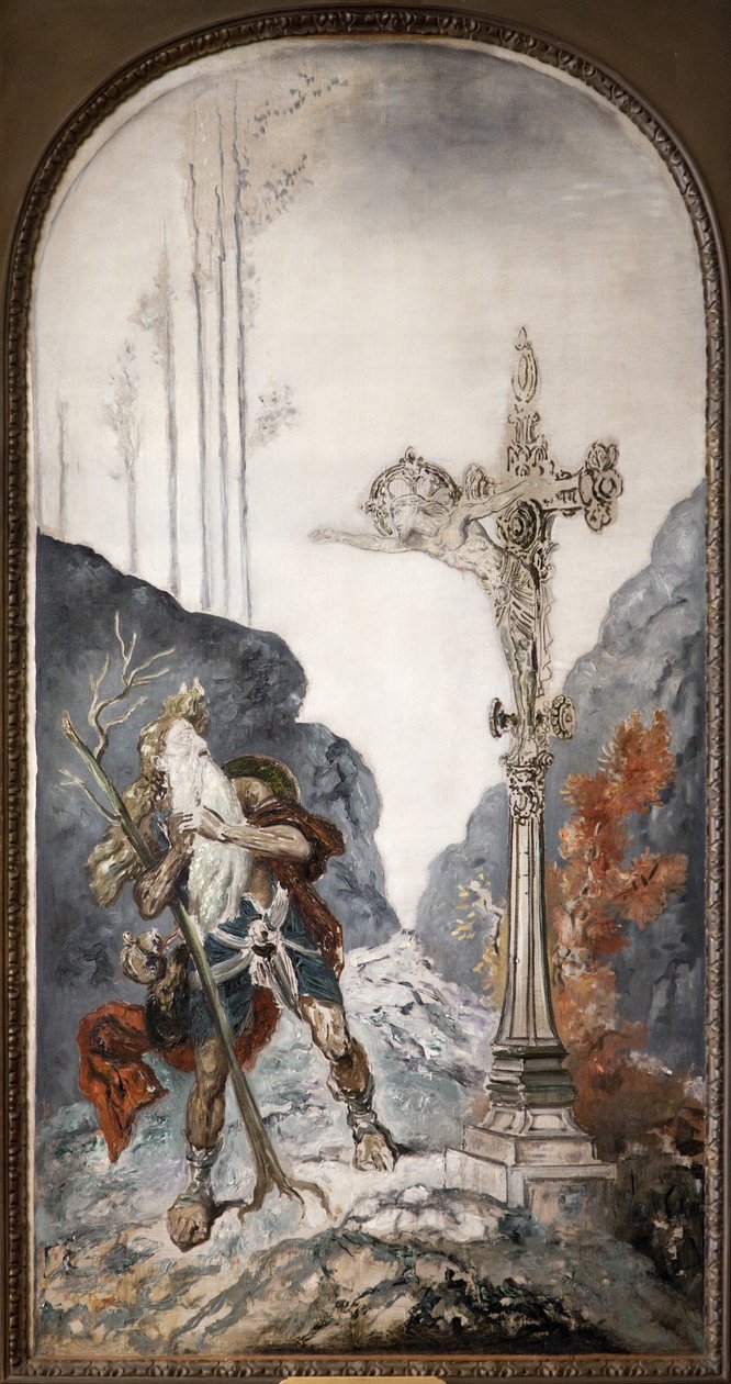 Den vandrande juden, överraskad av göttorget som kallar honom, oljemålning på duk av Gustave Moreau (1826-1898). Fotografi, KIM Youngtae, Paris, Musee Gustave Moreau. av Gustave Moreau
