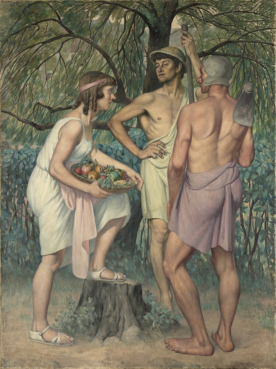 Återvändande av fälten (triptyk, lateral del) av Gustave Pierre