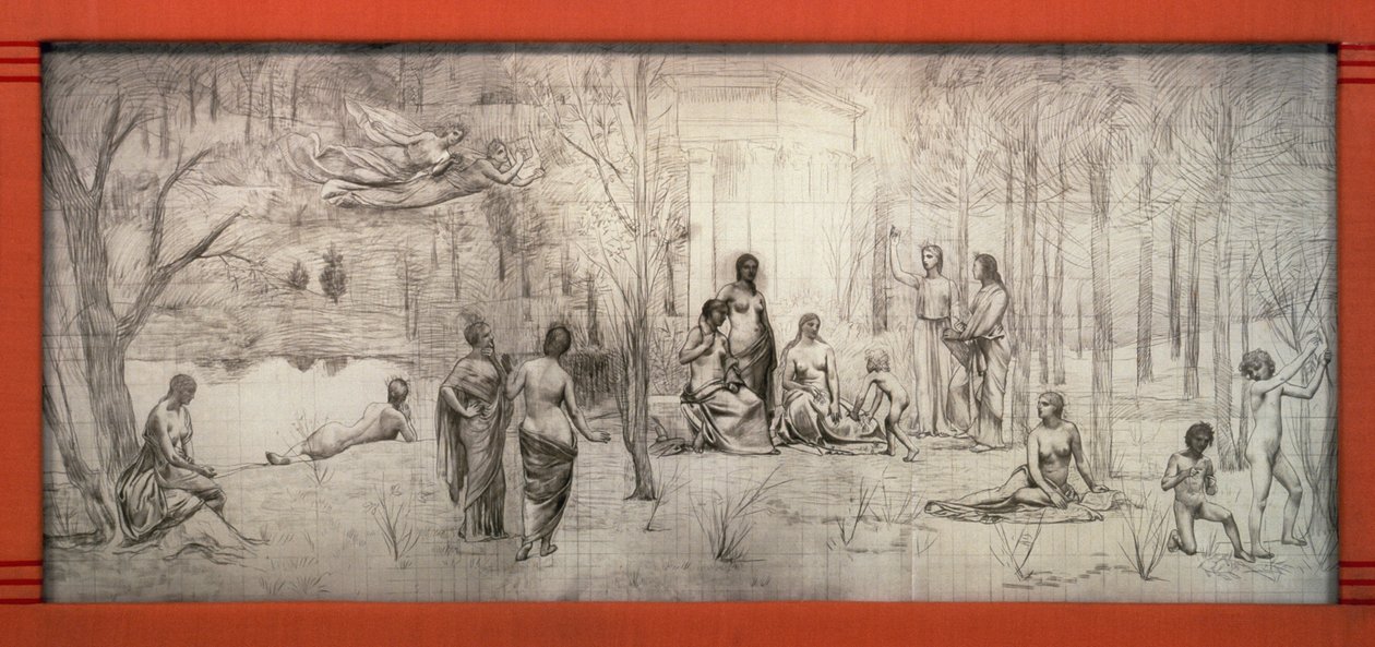 Art Nouveau ram för Pierre Puvis de Chavannes (1824-1898) teckning, av Gustave Serrurier-Bovy (1858-1910), Frankrike av Gustave Serrurier Bovy